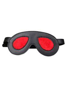 1 pieza Máscara para ojos de panda negro y rojo, máscara de ojos de PVC sexy y de bondage, máscara ajustable de fetiche, máscara de contraste de color, accesorios de restricción alternativos para parejas, disfraz de juegos de rol