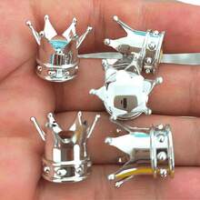 Set de 4 tapas de válvula en forma de corona real, diseño creativo de corona real para cubrir las válvulas de los neumáticos, tapas de aire a prueba de polvo de plástico para ruedas de vehículos, compatibles con coches, motos y bicicletas