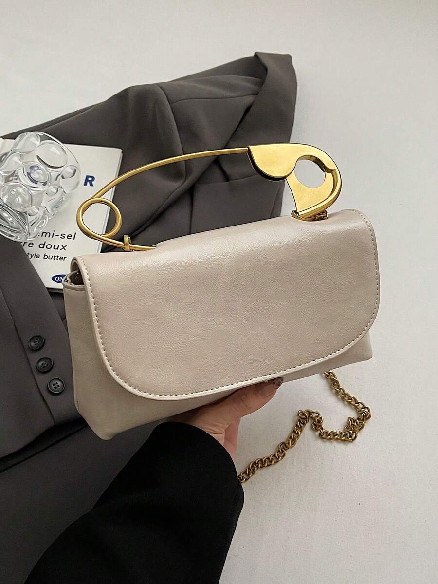 1 Stück hochwertige, lässige einfarbige Damenhandtasche, neue lässige einfarbige Mode-Schultertasche 2025, personalisierte große Stecknadel-Handtasche, vielseitige Diagonalschultertasche für den täglichen Gebrauch, Damenta sche