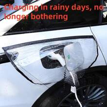 1 st. Waterdichte elektrische auto-oplaadpoortafdekking, PVC-bescherming voor elektrische voertuigoplaadstekker, stofdicht en regenbestendig accessoire past op universele auto-oplaadpoorten