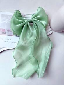 1pc Women's Red Mesh Big Ruffled Bow Hair Clip With Ribbon Tails, Sweet & Elegant Occipital Half Bun Hair Accessory, Cute, Delicate, Versatile, Suitable For Daily Wear - Red - View 5