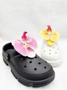 2pcs Colorful Lifelike 3D Orchid Flower Cluster Exaggerated Shoe Clips With Metal Clips, Removable Shoe/Clothing DIY Decorations