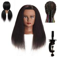 Mannequin Head 18" 100% Real Hair Hairdresser Cosmetology Mannequin Manikin Training Head Hair And Free Clamp Holder - Black - View 1