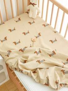 1pc Puppy Pattern 100% Cotton Baby Crib Fitted Sheet