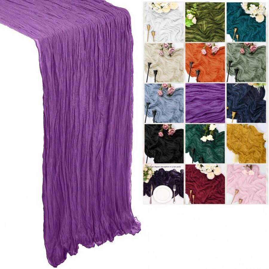 120-Inch (10ft/304.8cm) Purple Easter Cheese Cloth Bohemian Country Cheesecloth Tablecloth, Spring Decor For Weddings, Parties, Birthdays, Home - Multicolor - View 1