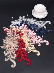 1 Pc Elegant Floral Lace Applique, Pre-Cut Polyester Embroidered Patch In Multiple Colors, Suitable For DIY Wedding Dress And Handcraft Decorations - Multicolor - View 10