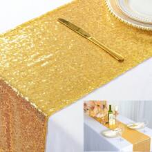 2 Stücke blaue Pailletten-Tischdecke 30 cm x 180 cm, glitzernde Party-Tischdecke geeignet für Hochzeit, Bridal-Shower, Geburtstag, Abschlussfeier, Bankett, Restaurant, Hotel Dekoration