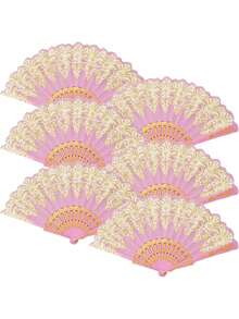 D EXCEED 1/12 件蕾丝雕刻舞台道具折扇，舞台表演手扇，20 世纪 20 年代化妆舞会礼服配饰 - 綠色 - 查看 6