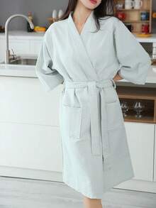 1 件华夫格浴袍，男女通用成人和服式浴袍，春夏家居服，水疗酒店浴袍，吸水速干，宽松版型，多色，浴室必需品，家居用品浴室装饰返校