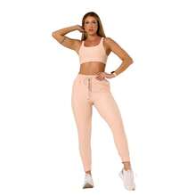 GAROTAFIT Fitness Set High Neck Top Jogger Pants High Waist Polyamide UV50+ - 淺粉色 - 查看 1