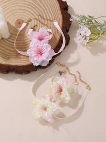 2pcs/4pcs Girls Artificial Flower Necklace And Bracelet Set, Decoration For Vacation & Daily Outfits - Multicolor - View 10
