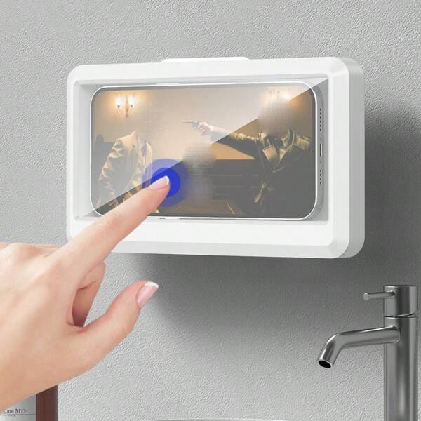 Suporte à Prova d'Água e Anti-Embaçante para Celular - Montado na Parede, Sem Necessidade de Perfuração, Design Rotativo para Assistir Vídeos no Banheiro e na Cozinha