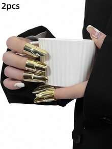 1pc Creative Textured Cubic Zirconia Metal Mechanical Wolf Claw Nail Tip Finger Rings, Jewelry Accessories - Multicolor - View 15