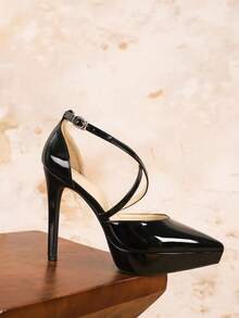 Sexy High Heel Platforms Closed Toe Pumps - Black - View 5
