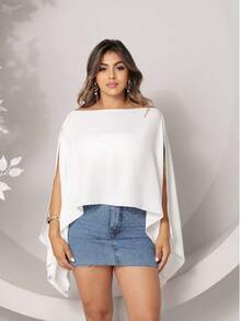 MULTIFORM CAPE BLOUSE WITH LARGE BANDAGE TOP  2025 WOMEN'S FASHIONSensualCasualCutePartyelegant2 In 1Not To Be WornNightWeddingHomeGardenPhotoshootStreettea Party - 白色 - 查看 2