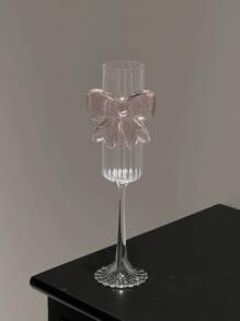 1pc Nordic Style Pink Hand-Pinched Glass Bow Cup, Highly Attractive Aesthetic American Latte Coffee Cup, Large Capacity Fruit Tea Cup, Holiday Gift, Birthday Blessing, Party Supplies, Gift For Girlfriend/Boyfriend