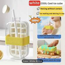 酷炫免接触冰块模具，带盖压冰神器，制冰器，吸管两用冰水瓶，夏季水瓶，夏季冰格和冰桶，夏季厨房配件，冰淇淋储存解决方案