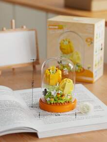 全新多色植物花卉积木模型，包括玫瑰、百合、郁金香、向日葵等，益智拼装玩具，带透明亚克力防尘罩，适用于房间装饰、办公桌展示、橱窗收藏、节日礼物 - 彩色 - 查看 16