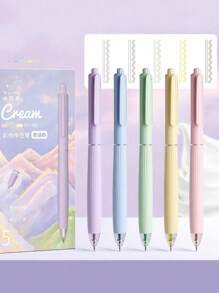 Set di 5 penne dai colori neutri Morandi, scrittura fluida, impugnatura comoda, design interessante, adatte per ufficio, scuola, progetti creativi, riunioni, prendere appunti, calligrafia, evidenziazione