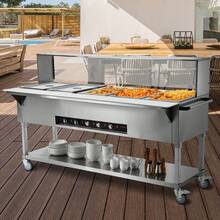 5-Pan Commercial Food Warmer, 5 X 20.6QT Electric Steam Table, 3750W Professional Buffet Catering Food Warmer With Acrylic Sneeze Guard, Food G,Rade Stainless Steel Server For Party Restaurant - 5-pan 5 X 20.6QT - View 9