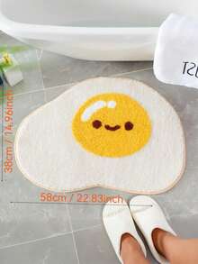 Plush Bathroom Mat In Egg Shape Cartoon Design - Soft, Non-Slip, Absorbent Polyester Material, Machine Washable - Multicolor - View 12