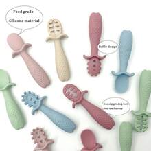 Silicone Baby Spoons, Slotted Spoons, Porridge Spoons - Toddler Silicone Feeding Utensils, Learning Eating Training Silicone Licking Spoon - Multicolor - View 8