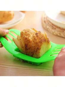 1 件多功能塑料厨房切片机 - 易于使用的土豆和水果切片机，可快速准备炸薯条和沙拉，适用于家庭和餐厅，蔬菜切片机（颜色随机）