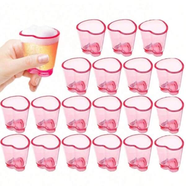Set di 6 bicchierini a forma di cuore: 1.5oz in plastica acrilica trasparente e carina, adatto per tequila, whisky, vodka, ideale per feste, San Valentino, Natale - riutilizzabile