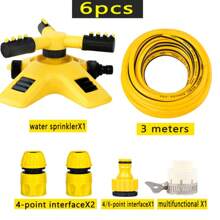 6 piezas Rociadores de césped giratorios automáticos a 360°, con 3 brazos giratorios ajustables, sistema de riego de jardín y césped de múltiples ángulos, cabezal giratorio a 360°, adecuado para huertos, viveros, jardines, céspedes, villas y riego de paisajes