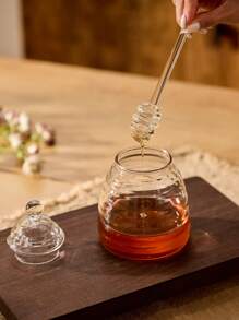 Cirelle 1 borcan de miere cu lingură și capac, vas de miere din sticlă cu 17 compartimente în formă de fagure, potrivit pentru bucătăria de acasă, restaurant, cafenea, articole esențiale Rama Kitchen, utilizare în bucătărie, consumabile pentru restaurante de înaltă calitate, cadou de casă nouă, utilizare la petreceri, cină în familie, utilizare la ceaiul de după-amiază