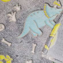 Cobertor Ligero Micrograbado Brilla En La Obsucuridad Infantil Matrimonial - Dinosaurios - Ver 3