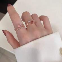 1pc Cat Eye Stone Heart Shaped Open Ring, Suitable For Daily Wear