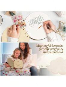 Baby Shower Guest Book, Baby Shower Sign In Guest Book With Watercolor Design, Baby Shower Guest Book Alternatives Girl Boy, Wood Guestbook Keepsake Gift For New Parents - Khaki - View 4