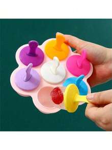 7-Cavity Silicone Ice Cream & Popsicle Molds - Easy DIY Frozen Snack Maker For Home Kitchen