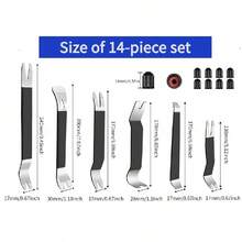 Metal Trim Removal Tool 14 PCS Automotive Tools Car Tool Kit Auto Removal Set For Panel Tools Kit , Take Off Trims And Moldings, Panels, Dashboard, Wheel Hubs, Fasteners, And Other Parts Without Damaging The Paint And Cars - Black - View 6