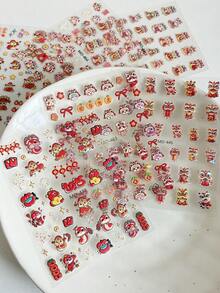 浮雕美甲贴纸 中国红喜庆风格指甲贴纸 美甲贴花 适合中式美甲搭配DIY配件 - 紅色 - 查看 6