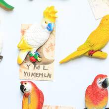 鹦鹉冰箱贴、逼真动物磁性贴纸、鸟类装饰、家居装饰、厨房装饰品、动物园礼品 - 彩色 - 查看 5