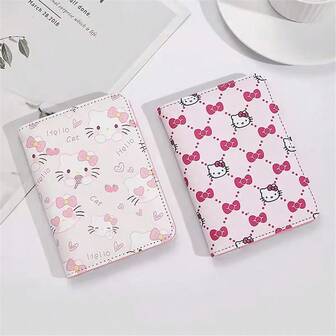 Sanrio Fashion Bowknot Hello Kitty Passport Cover For Women Travel Essentials Passport Wallet Cartoon Stitch Air Ticket Passport Holder Holiday Essentials Holiday Travel Bag Travel Accessories