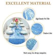 2 Stücke blaue Pailletten-Tischdecke 30 cm x 180 cm, glitzernde Party-Tischdecke geeignet für Hochzeit, Bridal-Shower, Geburtstag, Abschlussfeier, Bankett, Restaurant, Hotel Dekoration