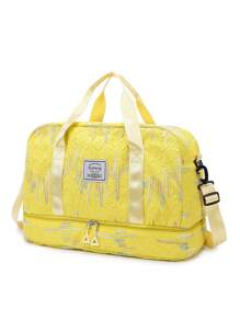 Bolsa feminina elegante e fofa com compartimento separado para sapatos, bolsa leve com várias camadas, bolsa de viagem com iluminação 3D rosa de grande capacidade, alça removível, separação para seco e molhado, adequada para academia, atividades ao ar livre, estudantes, maternidade, presente para melhor amiga, bolsa de viagem personalizada, bolsa de viagem masculina para viagens curtas, acessórios escolares, material escolar