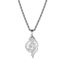 RINTOLER 1pc Vintage Stainless Steel Rose Skull Pendant Necklace, Fashionable For Men's Daily Outfit, Travel Or Gift - Gold - View 13