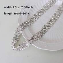 1 Yard/36 Inch Silver White 5 Rows Rhinestone Chain Trim, DIY Decoration For T-Shirt, Jacket, Dance Costume, Wedding Dress Neckline, Clothing, Bag, Shoes, Hat, Jewelry, Handicrafts, Wedding Decoration - Black - View 12