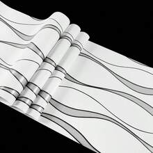 1卷银灰色弧形条纹壁纸，现代风格，适用于酒店房间、卧室、客厅、电视背景墙