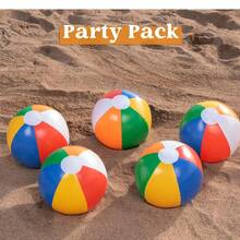 1/3/5/9/10个装沙滩球,夏季充气六色彩虹泳池水上派对装饰,适用于草坪、沙滩、沙滩团队游戏、礼品、派对用品、沙滩必备品、泳池游戏、游泳游戏、充气游戏 - 彩色 - 查看 10