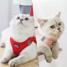 Harness And Leash Set, Suitable Walking, Escape-Proof, Adjustable Soft Vest With Reflective Strips, Suitable Cats, Comfortable Outdoor Vest