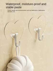 10 件心形不锈钢粘合挂钩 - 防锈，可重复使用，用于毛巾、衣服和钥匙 - 易于安装，无需钻孔 - 彩色 - 查看 5