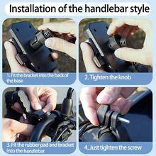 1pc 360° Rotatable Bicycle Phone Holder, Adjustable Handlebar Mount Bracket Fit For Motorcycle, Scooter, ABS Material, Secure Grip For Riding, Stylish Bicycle Design, Flexible Installation - Multicolor - View 8