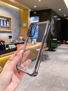 1pc Electroplated Anti-Fall Phone Case, Compatible With Samsung Galaxy/Infinix/Redmi/OPPO/VIVO/Realme - Black - View 4