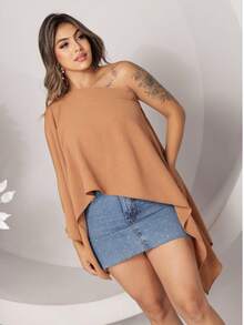 MULTIFORM CAPE BLOUSE WITH LARGE BANDAGE TOP  2025 WOMEN'S FASHIONSensualCasualCutePartyelegant2 In 1Not To Be WornNightWeddingHomeGardenPhotoshootStreettea Party - 駝色 - 查看 2