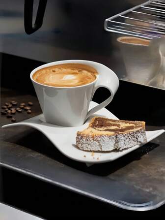 1 set asymmetrisk vågig keramikkopp och fat, unik personlig, fritt utformad kaffekopp och fatset, amerikanskt eftermiddagste och dessertkopp och fatset, minimalistisk högestetisk praktisk present, lämplig för restaurang, vardagsrum, presentgivning, café